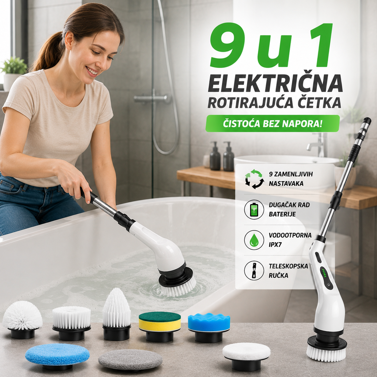 9 u 1 Električna Rotirajuća Četka
